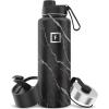 imageIRON FLASK Camping ampamp Hiking Hydration Flask with 3 Lids  Stainless Steel Double Walled ampamp Vacuum Insulated Water Bottle  Leak Proof ampamp BPA Free Day ampamp Night Spout  22 ozBlack Marquina