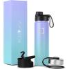 imageIRON FLASK Camping ampamp Hiking Hydration Flask with 3 Lids  Stainless Steel Double Walled ampamp Vacuum Insulated Water Bottle  Leak Proof ampamp BPA Free Day ampamp Night Spout  22 ozCotton Candy