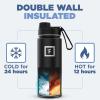 imageIRON FLASK Camping ampamp Hiking Hydration Flask with 3 Lids  Stainless Steel Double Walled ampamp Vacuum Insulated Water Bottle  Leak Proof ampamp BPA Free Day ampamp Night Spout  22 ozBlue Waves