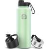 imageIRON FLASK Camping ampamp Hiking Hydration Flask with 3 Lids  Stainless Steel Double Walled ampamp Vacuum Insulated Water Bottle  Leak Proof ampamp BPA Free Day ampamp Night Spout  22 ozMint