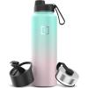 imageIRON FLASK Camping ampamp Hiking Hydration Flask with 3 Lids  Stainless Steel Double Walled ampamp Vacuum Insulated Water Bottle  Leak Proof ampamp BPA Free Day ampamp Night Spout  22 ozBubble Gum