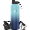 imageIRON FLASK Camping ampamp Hiking Hydration Flask with 3 Lids  Stainless Steel Double Walled ampamp Vacuum Insulated Water Bottle  Leak Proof ampamp BPA Free Day ampamp Night Spout  22 ozBlue Waves