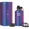 imageIRON FLASK Camping ampamp Hiking Hydration Flask with 3 Lids  Stainless Steel Double Walled ampamp Vacuum Insulated Water Bottle  Leak Proof ampamp BPA Free Day ampamp Night Spout  22 ozAurora