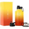 imageIRON FLASK Camping ampamp Hiking Hydration Flask with 3 Lids  Stainless Steel Double Walled ampamp Vacuum Insulated Water Bottle  Leak Proof ampamp BPA Free Day ampamp Night Spout  22 ozFire