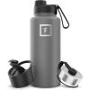 imageIRON FLASK Camping ampamp Hiking Hydration Flask with 3 Lids  Stainless Steel Double Walled ampamp Vacuum Insulated Water Bottle  Leak Proof ampamp BPA Free Day ampamp Night Spout  22 ozGraphite