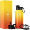 imageIRON FLASK Camping ampamp Hiking Hydration Flask with 3 Lids  Stainless Steel Double Walled ampamp Vacuum Insulated Water Bottle  Leak Proof ampamp BPA Free Day ampamp Night Spout  22 ozFire