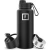 imageIRON FLASK Camping ampamp Hiking Hydration Flask with 3 Lids  Stainless Steel Double Walled ampamp Vacuum Insulated Water Bottle  Leak Proof ampamp BPA Free Day ampamp Night Spout  22 ozMidnight Black