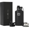 imageIRON FLASK Camping ampamp Hiking Hydration Flask with 3 Lids  Stainless Steel Double Walled ampamp Vacuum Insulated Water Bottle  Leak Proof ampamp BPA Free Day ampamp Night Spout  22 ozMidnight Black