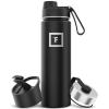 imageIRON FLASK Camping ampamp Hiking Hydration Flask with 3 Lids  Stainless Steel Double Walled ampamp Vacuum Insulated Water Bottle  Leak Proof ampamp BPA Free Day ampamp Night Spout  22 ozMidnight Black
