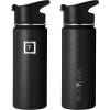 imageIRON FLASK Camping ampamp Hiking Hydration Flask with 3 Lids  Stainless Steel Double Walled ampamp Vacuum Insulated Water Bottle  Leak Proof ampamp BPA Free Day ampamp Night Spout  22 ozMidnight Black