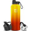 imageIRON FLASK Camping ampamp Hiking Hydration Flask with 3 Lids  Stainless Steel Double Walled ampamp Vacuum Insulated Water Bottle  Leak Proof ampamp BPA Free Day ampamp Night Spout  22 ozFire