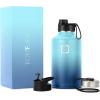 imageIRON FLASK Camping ampamp Hiking Hydration Flask with 3 Lids  Stainless Steel Double Walled ampamp Vacuum Insulated Water Bottle  Leak Proof ampamp BPA Free Day ampamp Night Spout  22 ozBlue Waves