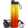 imageIRON FLASK Camping ampamp Hiking Hydration Flask with 3 Lids  Stainless Steel Double Walled ampamp Vacuum Insulated Water Bottle  Leak Proof ampamp BPA Free Day ampamp Night Spout  22 ozFire