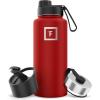 imageIRON FLASK Camping ampamp Hiking Hydration Flask with 3 Lids  Stainless Steel Double Walled ampamp Vacuum Insulated Water Bottle  Leak Proof ampamp BPA Free Day ampamp Night Spout  22 ozFire Red