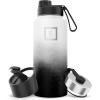 imageIRON FLASK Camping ampamp Hiking Hydration Flask with 3 Lids  Stainless Steel Double Walled ampamp Vacuum Insulated Water Bottle  Leak Proof ampamp BPA Free Day ampamp Night Spout  22 ozDay  Night