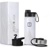 imageIRON FLASK Camping ampamp Hiking Hydration Flask with 3 Lids  Stainless Steel Double Walled ampamp Vacuum Insulated Water Bottle  Leak Proof ampamp BPA Free Day ampamp Night Spout  22 ozCarrara Marble
