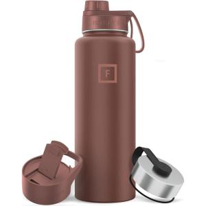 imageIRON FLASK Camping ampamp Hiking Hydration Flask with 3 Lids  Stainless Steel Double Walled ampamp Vacuum Insulated Water Bottle  Leak Proof ampamp BPA Free Day ampamp Night Spout  22 ozAutumn Cocoa