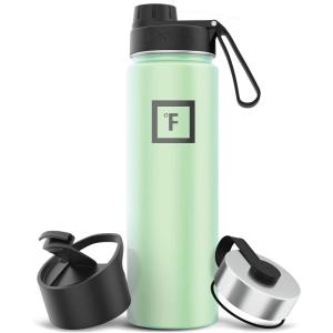 imageIRON FLASK Camping ampamp Hiking Hydration Flask with 3 Lids  Stainless Steel Double Walled ampamp Vacuum Insulated Water Bottle  Leak Proof ampamp BPA Free Day ampamp Night Spout  22 ozMint