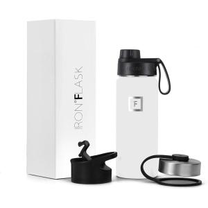 imageIRON FLASK Camping ampamp Hiking Hydration Flask with 3 Lids  Stainless Steel Double Walled ampamp Vacuum Insulated Water Bottle  Leak Proof ampamp BPA Free Day ampamp Night Spout  22 ozWinter White