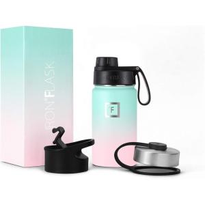 imageIRON FLASK Camping ampamp Hiking Hydration Flask with 3 Lids  Stainless Steel Double Walled ampamp Vacuum Insulated Water Bottle  Leak Proof ampamp BPA Free Day ampamp Night Spout  22 ozBubble Gum
