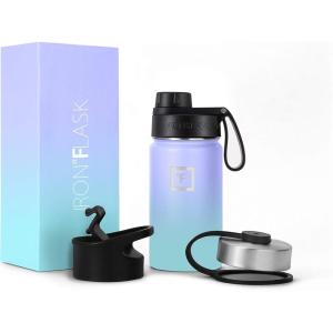 imageIRON FLASK Camping ampamp Hiking Hydration Flask with 3 Lids  Stainless Steel Double Walled ampamp Vacuum Insulated Water Bottle  Leak Proof ampamp BPA Free Day ampamp Night Spout  22 ozCotton Candy