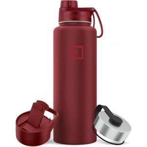 imageIRON FLASK Camping ampamp Hiking Hydration Flask with 3 Lids  Stainless Steel Double Walled ampamp Vacuum Insulated Water Bottle  Leak Proof ampamp BPA Free Day ampamp Night Spout  22 ozRustic Berry