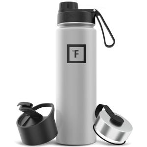 imageIRON FLASK Camping ampamp Hiking Hydration Flask with 3 Lids  Stainless Steel Double Walled ampamp Vacuum Insulated Water Bottle  Leak Proof ampamp BPA Free Day ampamp Night Spout  22 ozGraphite