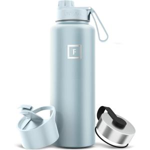 imageIRON FLASK Camping ampamp Hiking Hydration Flask with 3 Lids  Stainless Steel Double Walled ampamp Vacuum Insulated Water Bottle  Leak Proof ampamp BPA Free Day ampamp Night Spout  22 ozMorning Mist