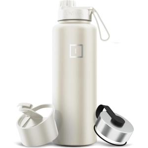 imageIRON FLASK Camping ampamp Hiking Hydration Flask with 3 Lids  Stainless Steel Double Walled ampamp Vacuum Insulated Water Bottle  Leak Proof ampamp BPA Free Day ampamp Night Spout  22 ozCashmere Cream