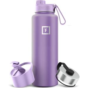 imageIRON FLASK Camping ampamp Hiking Hydration Flask with 3 Lids  Stainless Steel Double Walled ampamp Vacuum Insulated Water Bottle  Leak Proof ampamp BPA Free Day ampamp Night Spout  22 ozLavender