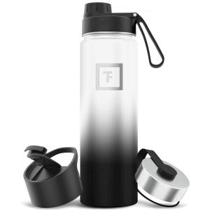 imageIRON FLASK Camping ampamp Hiking Hydration Flask with 3 Lids  Stainless Steel Double Walled ampamp Vacuum Insulated Water Bottle  Leak Proof ampamp BPA Free Day ampamp Night Spout  22 ozDay  Night