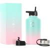 imageIRON FLASK Camping ampamp Hiking Hydration Flask with 3 Lids  Stainless Steel Double Walled ampamp Vacuum Insulated Water Bottle  Leak Proof ampamp BPA Free Dark Rainbow Straw  40 ozBubble Gum