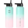 imageIRON FLASK Camping ampamp Hiking Hydration Flask with 3 Lids  Stainless Steel Double Walled ampamp Vacuum Insulated Water Bottle  Leak Proof ampamp BPA Free Dark Rainbow Straw  40 ozBubble Gum