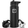 imageIRON FLASK Camping ampamp Hiking Hydration Flask with 3 Lids  Stainless Steel Double Walled ampamp Vacuum Insulated Water Bottle  Leak Proof ampamp BPA Free Dark Rainbow Straw  40 ozMidnight Black