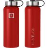 imageIRON FLASK Camping ampamp Hiking Hydration Flask with 3 Lids  Stainless Steel Double Walled ampamp Vacuum Insulated Water Bottle  Leak Proof ampamp BPA Free Dark Rainbow Straw  40 ozFire Red