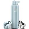 imageIRON FLASK Camping ampamp Hiking Hydration Flask with 3 Lids  Stainless Steel Double Walled ampamp Vacuum Insulated Water Bottle  Leak Proof ampamp BPA Free Dark Rainbow Straw  40 ozMorning Mist