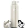 imageIRON FLASK Camping ampamp Hiking Hydration Flask with 3 Lids  Stainless Steel Double Walled ampamp Vacuum Insulated Water Bottle  Leak Proof ampamp BPA Free Dark Rainbow Straw  40 ozCashmere Cream