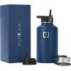 imageIRON FLASK Camping ampamp Hiking Hydration Flask with 3 Lids  Stainless Steel Double Walled ampamp Vacuum Insulated Water Bottle  Leak Proof ampamp BPA Free Dark Rainbow Straw  40 ozTwilight Blue