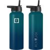 imageIRON FLASK Camping ampamp Hiking Hydration Flask with 3 Lids  Stainless Steel Double Walled ampamp Vacuum Insulated Water Bottle  Leak Proof ampamp BPA Free Dark Rainbow Straw  40 ozDark Night