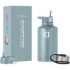 imageIRON FLASK Camping ampamp Hiking Hydration Flask with 3 Lids  Stainless Steel Double Walled ampamp Vacuum Insulated Water Bottle  Leak Proof ampamp BPA Free Dark Rainbow Straw  40 ozElemental Gray
