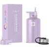 imageIRON FLASK Camping ampamp Hiking Hydration Flask with 3 Lids  Stainless Steel Double Walled ampamp Vacuum Insulated Water Bottle  Leak Proof ampamp BPA Free Dark Rainbow Straw  40 ozLavender
