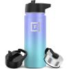 imageIRON FLASK Camping ampamp Hiking Hydration Flask with 3 Lids  Stainless Steel Double Walled ampamp Vacuum Insulated Water Bottle  Leak Proof ampamp BPA Free Dark Rainbow Straw  40 ozCotton Candy