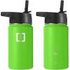 imageIRON FLASK Camping ampamp Hiking Hydration Flask with 3 Lids  Stainless Steel Double Walled ampamp Vacuum Insulated Water Bottle  Leak Proof ampamp BPA Free Dark Rainbow Straw  40 ozKiwi Green
