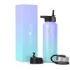 imageIRON FLASK Camping ampamp Hiking Hydration Flask with 3 Lids  Stainless Steel Double Walled ampamp Vacuum Insulated Water Bottle  Leak Proof ampamp BPA Free Dark Rainbow Straw  40 ozCotton Candy