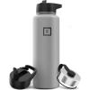 imageIRON FLASK Camping ampamp Hiking Hydration Flask with 3 Lids  Stainless Steel Double Walled ampamp Vacuum Insulated Water Bottle  Leak Proof ampamp BPA Free Dark Rainbow Straw  40 ozGraphite