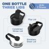imageIRON FLASK Camping ampamp Hiking Hydration Flask with 3 Lids  Stainless Steel Double Walled ampamp Vacuum Insulated Water Bottle  Leak Proof ampamp BPA Free 32 OzDark Night