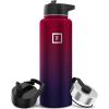 imageIRON FLASK Camping ampamp Hiking Hydration Flask with 3 Lids  Stainless Steel Double Walled ampamp Vacuum Insulated Water Bottle  Leak Proof ampamp BPA Free Dark Rainbow Straw  40 ozDark Rainbow