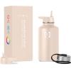imageIRON FLASK Camping ampamp Hiking Hydration Flask with 3 Lids  Stainless Steel Double Walled ampamp Vacuum Insulated Water Bottle  Leak Proof ampamp BPA Free Dark Rainbow Straw  40 ozSand