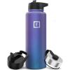 imageIRON FLASK Camping ampamp Hiking Hydration Flask with 3 Lids  Stainless Steel Double Walled ampamp Vacuum Insulated Water Bottle  Leak Proof ampamp BPA Free Dark Rainbow Straw  40 ozAurora