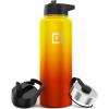 imageIRON FLASK Camping ampamp Hiking Hydration Flask with 3 Lids  Stainless Steel Double Walled ampamp Vacuum Insulated Water Bottle  Leak Proof ampamp BPA Free Dark Rainbow Straw  40 ozFire